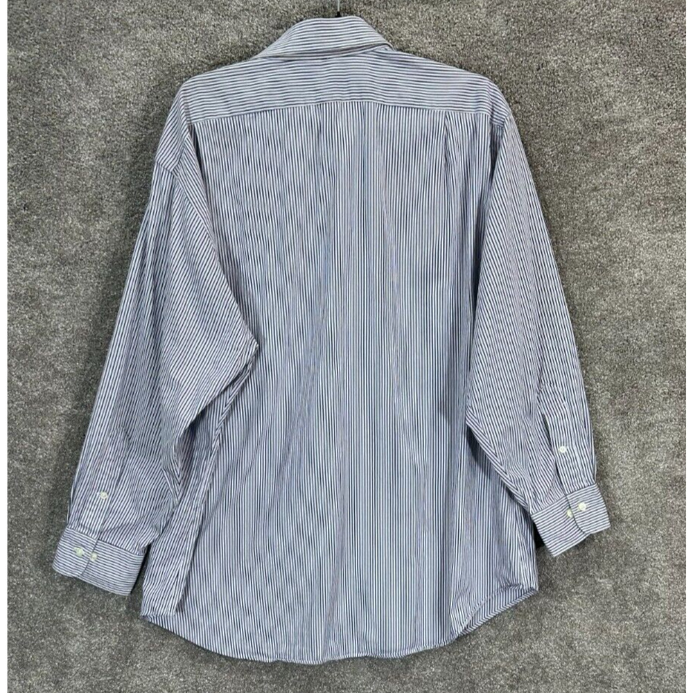 Polo Ralph Lauren Shirt Mens 17.5 32-33‎ Blue Black Stripe Regent Classic Fit - Picture 2 of 7